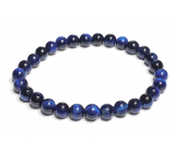 Tiger's eye dark blue bracelet elastic natural stone, ball 6 mm / 16-17 cm, stone of sun and earth, brings luck and wealth