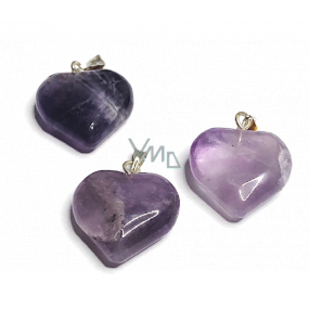 Amethyst Heart Pendant natural stone 2,2 cm 1 piece, stone of kings and bishops