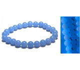 Jade Luminois Light Phosphorescent, blue glow in the dark, bracelet elastic natural stone, bead 8 mm / 16 - 17 cm