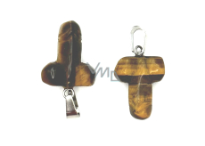 Tiger's Eye Penis for luck, natural stone pendant hand cut approx. 11 x 22 mm, sun and earth stone, brings luck and wealth