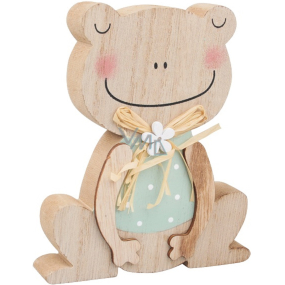 Wooden frog with bow 9,5 x 12 cm