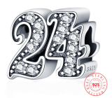 Charm Sterling silver 925 24 anniversary, bead on bracelet