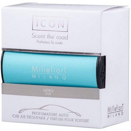 Millefiori Milano Icon Nero - Light blue car fragrance Classic scent for up to 2 months 47 g