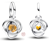 Charm Sterling silver 925 Yellow eternity circle November, pendant on bracelet symbol