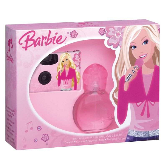 Mattel Barbie Pink eau de toilette for girls 75 ml camera, for children cosmetic set