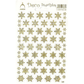 Sheet of Holographic Decorative Stickers Christmas Snowflakes Gold 1 sheet
