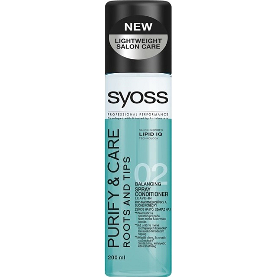 Syoss Purify & Care Roots and Tips conditioner for greasy roots and dry ends spray 200 ml