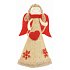 Jute angel with red heart wings on standing 19 cm