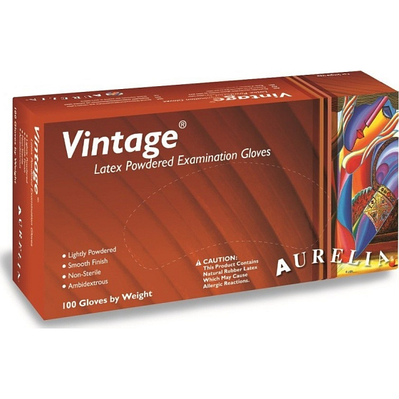 Aurelia Vitage Disposable latex gloves with powder size S box 100 pieces