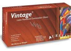 Aurelia Vitage jednorázové latexové rukavice s pudrem velikost L box 100 kusů