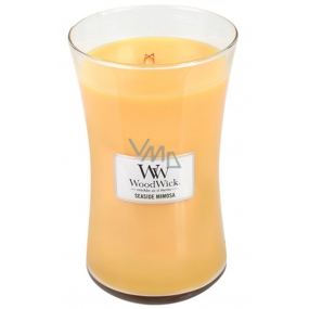 WoodWick Seaside Mimosa - Mimosa on the coast scented candle with wooden wick and lid glass large 609.5 g
