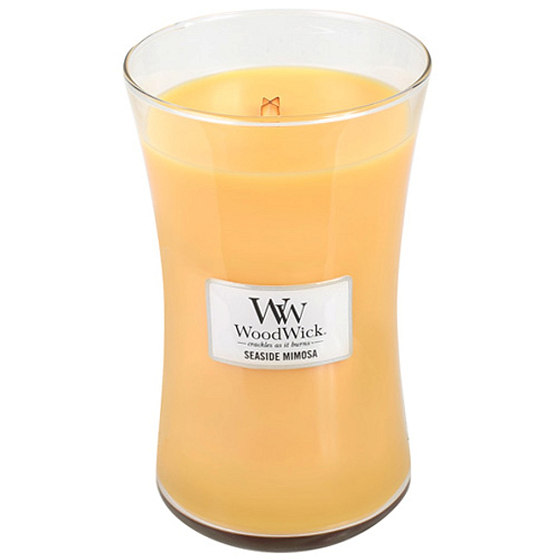 WoodWick Seaside Mimosa - Seaside Mimosa scented candle with a wooden wick and lid glass large 609.5 g