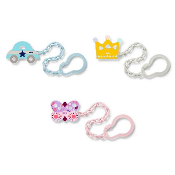 Nuk Pacifier chain with clip 1 piece in a package, various colors