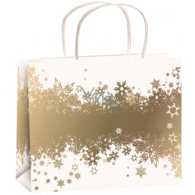 Angel Gift paper bag 23 x 18 x 10 cm white-gold ribbon of snowflakes M horizon