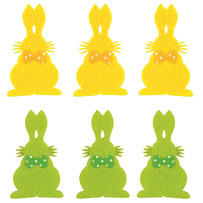 Bunny with glue 6 cm, 6 pieces in a bag