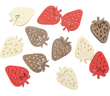 Strawberry wooden beige, brown, red 4 cm, 12 pieces