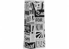 Nekupto Gift paper bottle bag 10 x 33 x 9 cm Black and white with letters 1895 02 KFLH