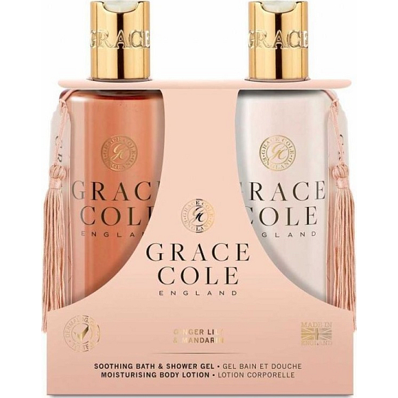 Grace Cole Ginger Lily & Mandarin - Ginger Lily and Mandarin shower gel 300 ml + moisturizing body lotion 300 ml, cosmetic set for women