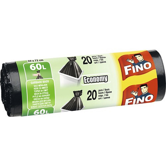 Fino Economy Trash bags black, 13 µ, 60 litres 59 x 72 cm, 20 pieces