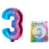 Wiky Inflatable rainbow balloon number 3, 40 cm