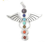 7 chakras energy pendant - angel symbol natural beads 5,5 cm