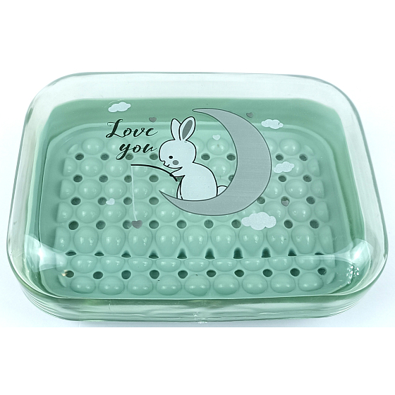 Plastic soap dish with picture 12 x 9 cm
