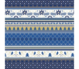 Präsenta Gift wrapping paper 70 x 200 cm Christmas blue, white, gold ribbons, Christmas patterns