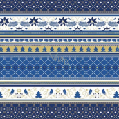 Präsenta Gift wrapping paper 70 x 200 cm Christmas blue, white, gold ribbons, Christmas patterns