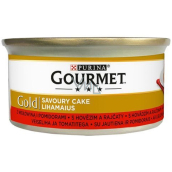 Gourmet Gold Savoury Cake coarse pate with beef and tomatoes canned for adult cats 85 g