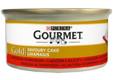 Gourmet Gold Savoury Cake coarse pate with beef and tomatoes canned for adult cats 85 g