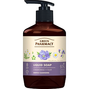 Green Pharmacy Chamomile and Flax Liquid Soap with Dispenser 460 ml
