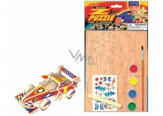 Dřevěné puzzle dopravní prostředky Formule 20 x 15 cm
