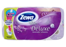 Zewa Deluxe Aqua Tube Lavender Dreams parfémovaný toaletní papír 3 vrstvý 150 útržků 8 kusů, rolička, kterou můžete spláchnout