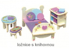 Mini Dream Home Wooden puzzle furniture of dreams 05 bedroom with bookcase 20 x 15 cm