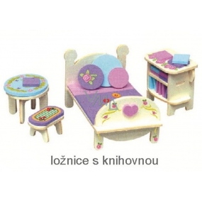 Mini Dream Home Wooden puzzle furniture of dreams 05 bedroom with bookcase 20 x 15 cm
