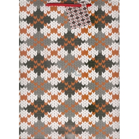 Nekupto Gift paper bag 32.5 x 26 x 13 cm Knitted pattern 1097 02 KFL