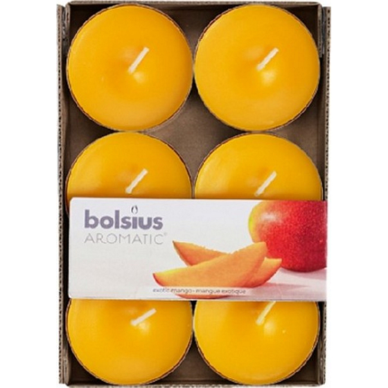Bolsius Aromatic Maxi Exotic Mango with the scent of mango scented tealights 6 pieces, burning time 8 hours
