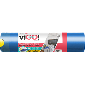 viGO trash bags, retractable, 12 µ, 50 × 60 cm, 35 l, 15 pcs