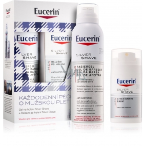 Eucerin Men shaving gel for sensitive skin 150 ml + Silver Shave After Shave Balm for sensitive skin 75 ml, cosmetic set
