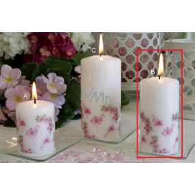Lima Motif Rose with flamingo candle white cylinder 50 x 100 mm 1 piece