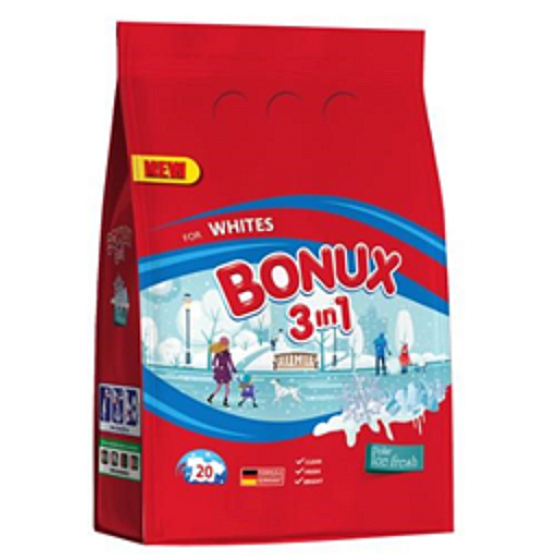 Bonux White Polar Ice Fresh 3 in 1 washing powder for white laundry 20 doses of 1.5 kg