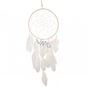 Dream catcher with feathers white 62 cm