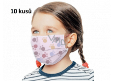 3-layer protective medical non-woven disposable, low respiratory resistance for children 10 pieces pink paw print