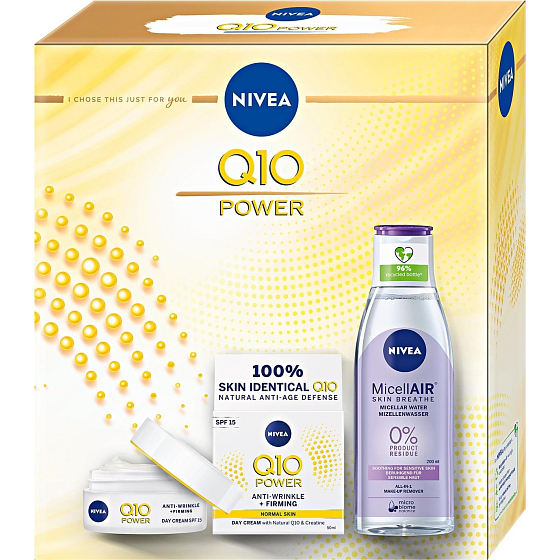 Nivea Face Q10 Power Day Cream 50 ml + Micellar Water 200 ml, cosmetic set