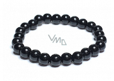 Obsidian bracelet elastic natural stone, ball 8 mm / 16-17 cm, rescue stone