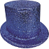 Carnival top hat with glitter blue 25 cm