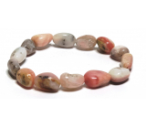 Opal pink bracelet elastic natural stone, stone 8 - 10 mm / 16 - 17 cm, stone of queen, attraction, female intuition and beauty