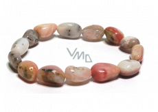 Opal pink bracelet elastic natural stone, stone 8 - 10 mm / 16 - 17 cm, stone of queen, attraction, female intuition and beauty