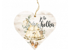 Bohemia Gifts Wooden decorative heart with print It's a girl 12 cm