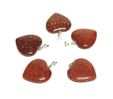 Goldstone Gold Heart Pendant 20 mm, stone of ambition